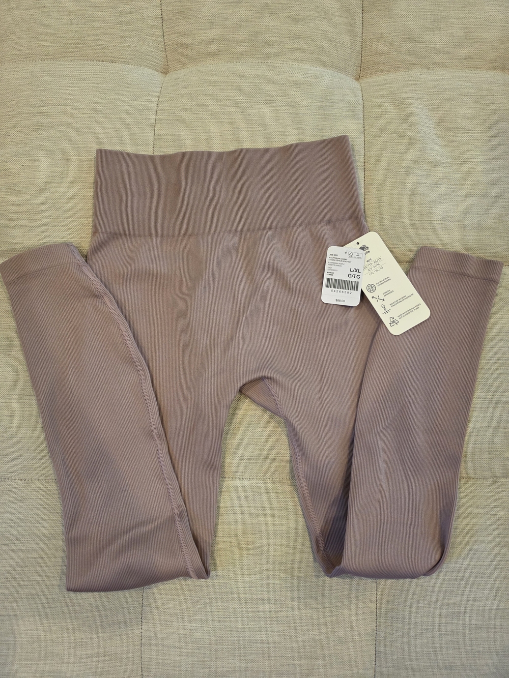 Roots Mauve High-Waist Ribbed Leggings